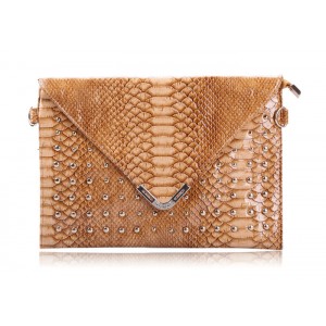 Trendy Style Women's Crossbody Bag With Snake Veins and Rivets Design
